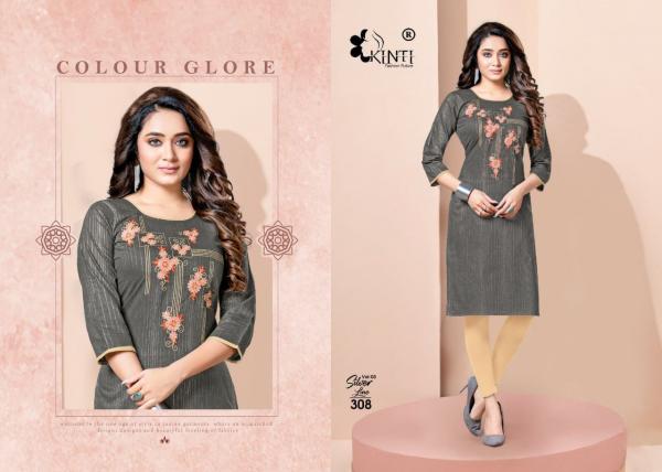 Kinti Silver Line 3 Designer Cotton Embroidery Kurti 